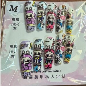 Press On Nails Medium Cartoon Character Nail Art Cute Kawaii False‎ Nails